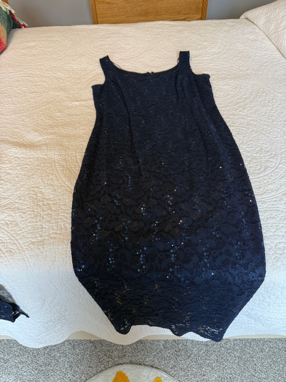 SLNY Navy Lace Sequin Dress with Matching Jacket Mother of the Bride. Worn once - Picture 3 of 4
